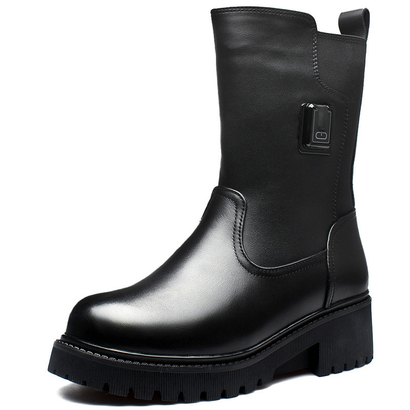 Nivati мъжки зимни ботуши за отопление с USB презареждане, горна част от естествена кожа, гумена подметка, модел B15