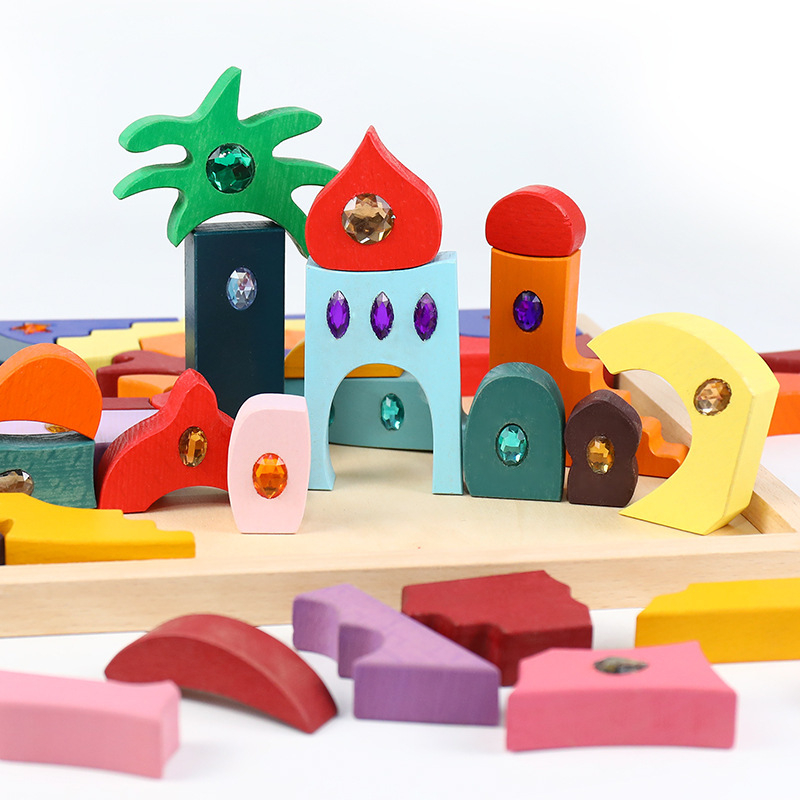 Drveni 3D puzzle za djecu – DIY dijamantni blok za slaganje uz privatnu oznaku logotipa