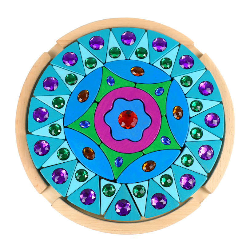 Drveni 3D puzzle za djecu – DIY dijamantni blok za slaganje uz privatnu oznaku logotipa