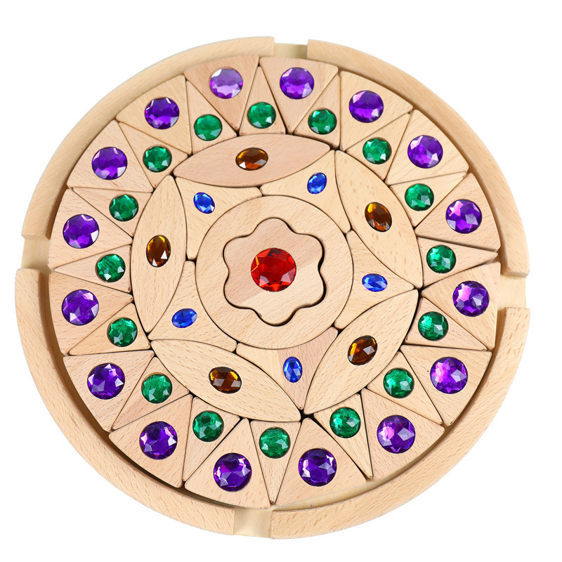 Drveni 3D puzzle za djecu – DIY dijamantni blok za slaganje uz privatnu oznaku logotipa