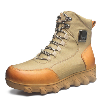 Мъжки отопляващи домашни обувки от естествена кожа, USB захранване, гумена подметка, подплатени с плюшена подплата