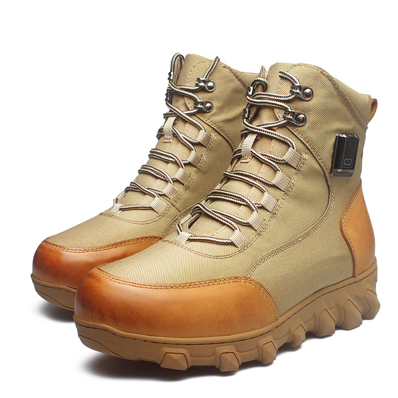 Мъжки отопляващи домашни обувки от естествена кожа, USB захранване, гумена подметка, подплатени с плюшена подплата