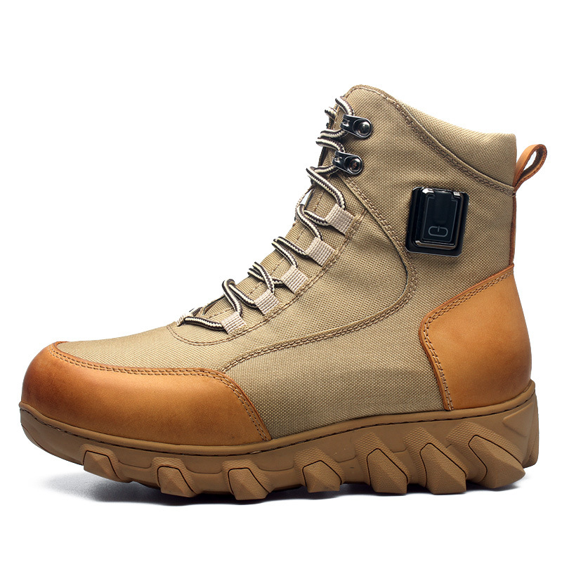 Мъжки отопляващи домашни обувки от естествена кожа, USB захранване, гумена подметка, подплатени с плюшена подплата