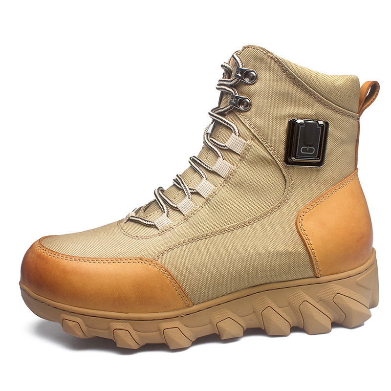 Мъжки отопляващи домашни обувки от естествена кожа, USB захранване, гумена подметка, подплатени с плюшена подплата