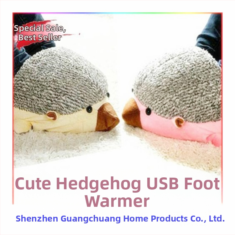 USB-подгряващи пантофи с дизайн таралеж – унисекс домашни обувки, горна част от велур, подметка от суров каучук, мулти-точково отопление