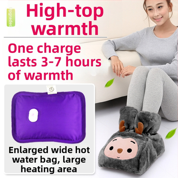 Електрически отопляващи обувки за крак с висока яка, USB захранване, унисекс, Velvet Snow Fox горна част, подметка от полиестер