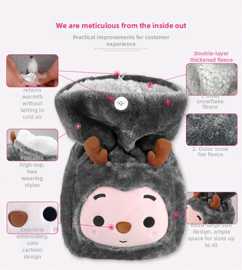 Електрически отопляващи обувки за крак с висока яка, USB захранване, унисекс, Velvet Snow Fox горна част, подметка от полиестер
