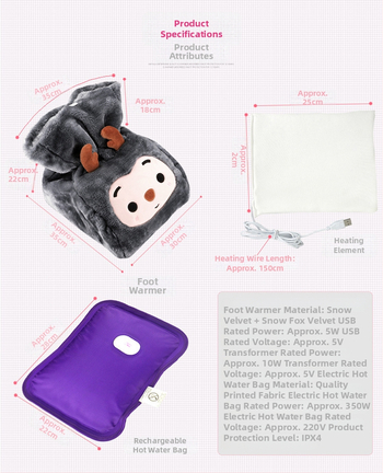 Електрически отопляващи обувки за крак с висока яка, USB захранване, унисекс, Velvet Snow Fox горна част, подметка от полиестер