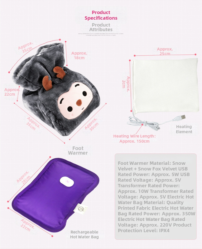 Електрически отопляващи обувки за крак с висока яка, USB захранване, унисекс, Velvet Snow Fox горна част, подметка от полиестер