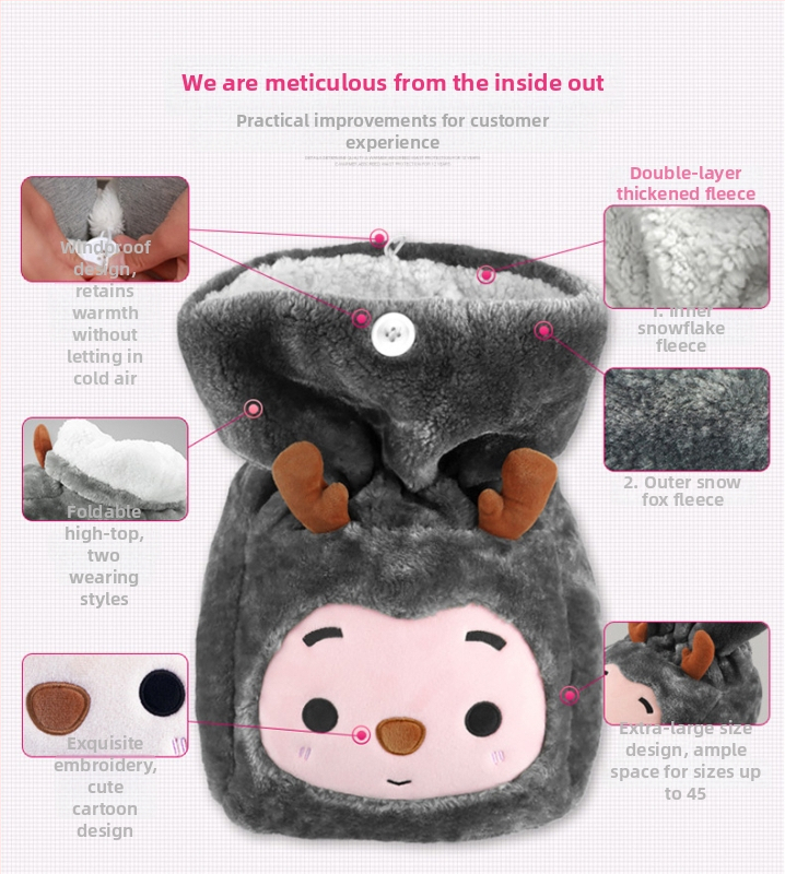 Електрически отопляващи обувки за крак с висока яка, USB захранване, унисекс, Velvet Snow Fox горна част, подметка от полиестер