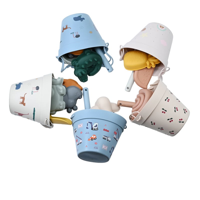 Плажни пясъчни играчки за деца – силиконови инструменти за пясък и вода, комплект лопатка и кофа, за деца 4–6 години