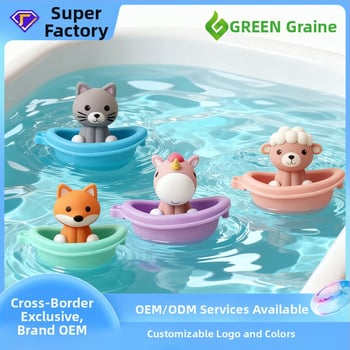 Jucărie de baie din plastic, barcă plutitoare cu temă animale, pentru sugari și copii între 0–2 ani