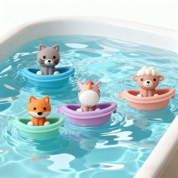Jucărie de baie din plastic, barcă plutitoare cu temă animale, pentru sugari și copii între 0–2 ani