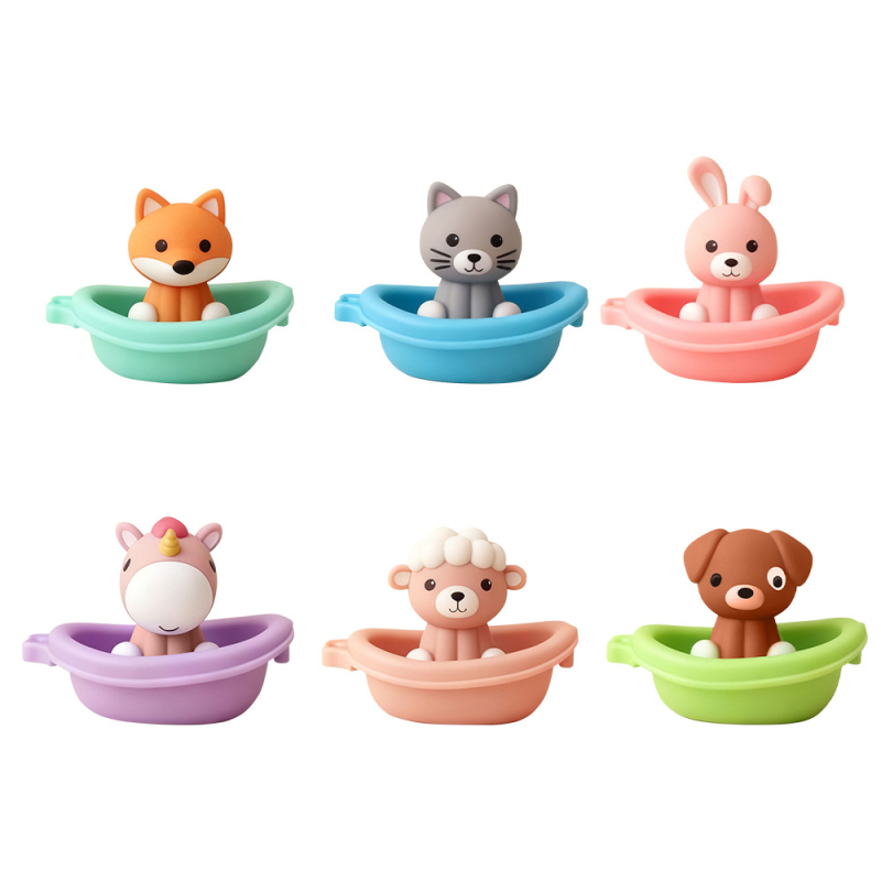 Jucărie de baie din plastic, barcă plutitoare cu temă animale, pentru sugari și copii între 0–2 ani