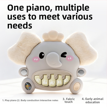 Baba elefánt formájú elektronikus zongorajáték – korai oktatásra szánt interaktív zenei eszköz 0–3 éveseknek, fejleszti az érzékelést és a kéz–szem koordinációt