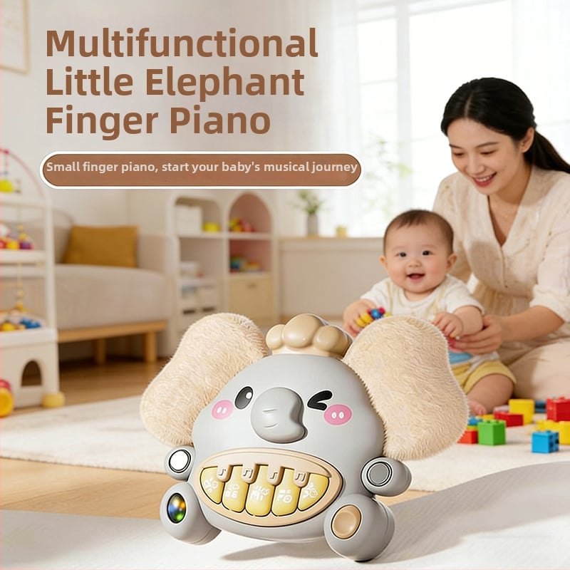 Baba elefánt formájú elektronikus zongorajáték – korai oktatásra szánt interaktív zenei eszköz 0–3 éveseknek, fejleszti az érzékelést és a kéz–szem koordinációt