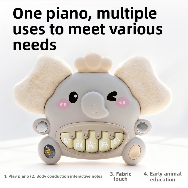 Baba elefánt formájú elektronikus zongorajáték – korai oktatásra szánt interaktív zenei eszköz 0–3 éveseknek, fejleszti az érzékelést és a kéz–szem koordinációt