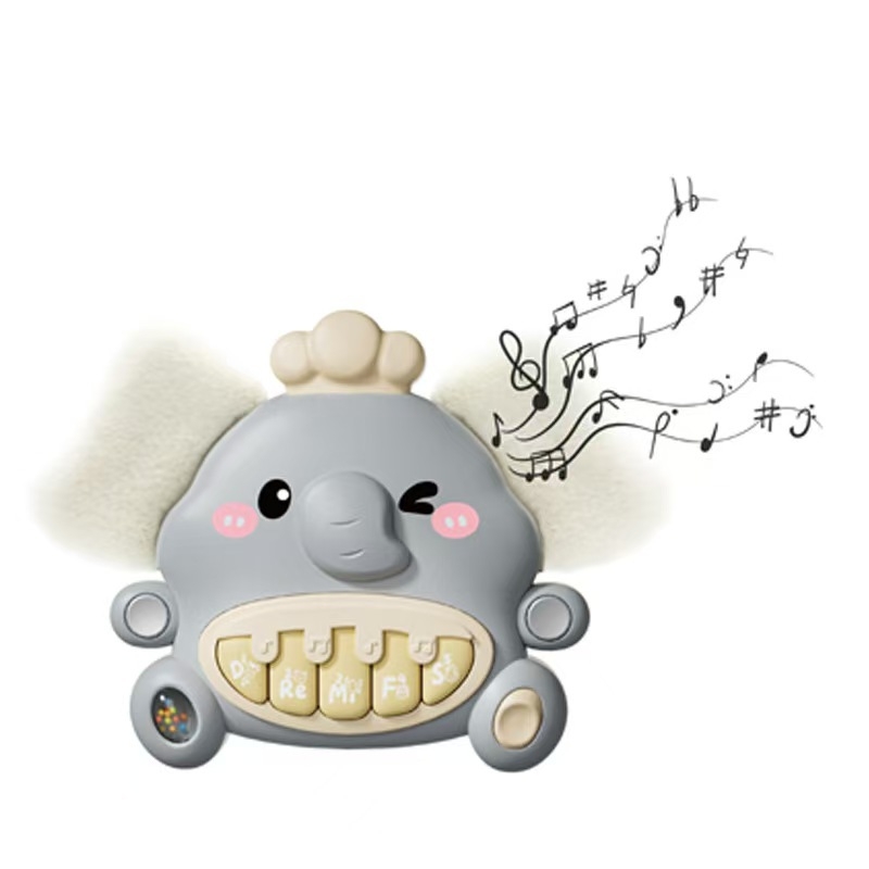 Baba elefánt formájú elektronikus zongorajáték – korai oktatásra szánt interaktív zenei eszköz 0–3 éveseknek, fejleszti az érzékelést és a kéz–szem koordinációt