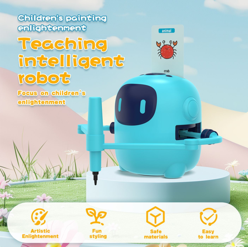 Pametan automatski robot za crtanje za ranu edukaciju s LCD zaslonom, plastično kućište, 1 kg, lithium baterija, za djecu 4-6 godina