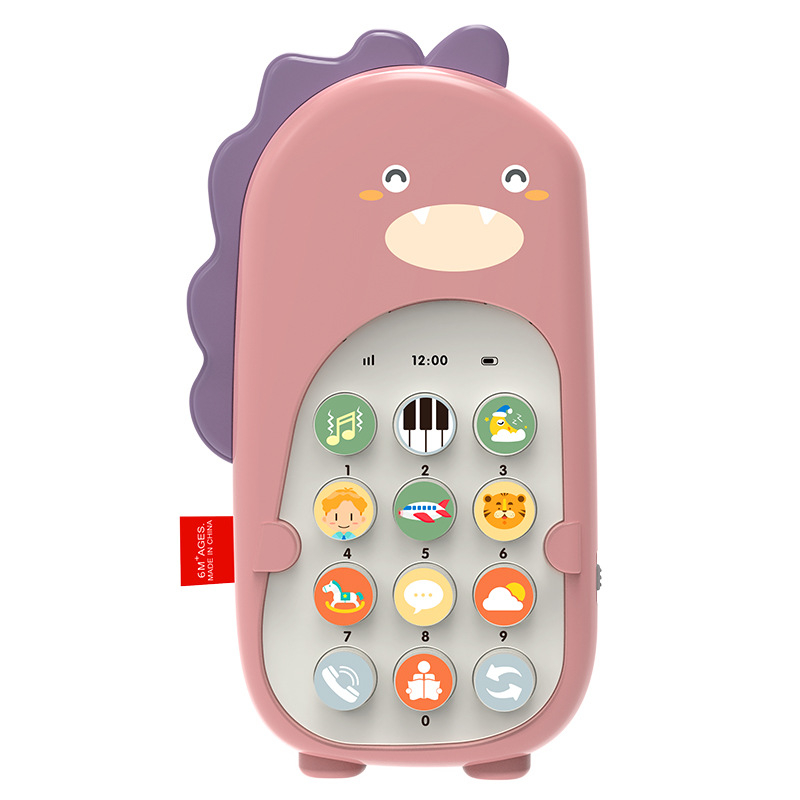 Dinozaurovog oblika bebi telefon igračka s glazbom i žvačkim dijelom, plastična konstrukcija, napajanje baterijama