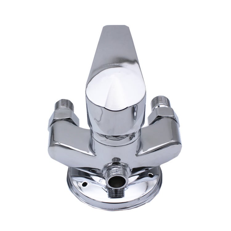 Háromszög zuhanycsaptelep fürdőszobába, cinköntvény, kerámiás szeleptest, 15 mm szelepülés átmérője, bemenet/kimenet 15 mm, kettős felépítés