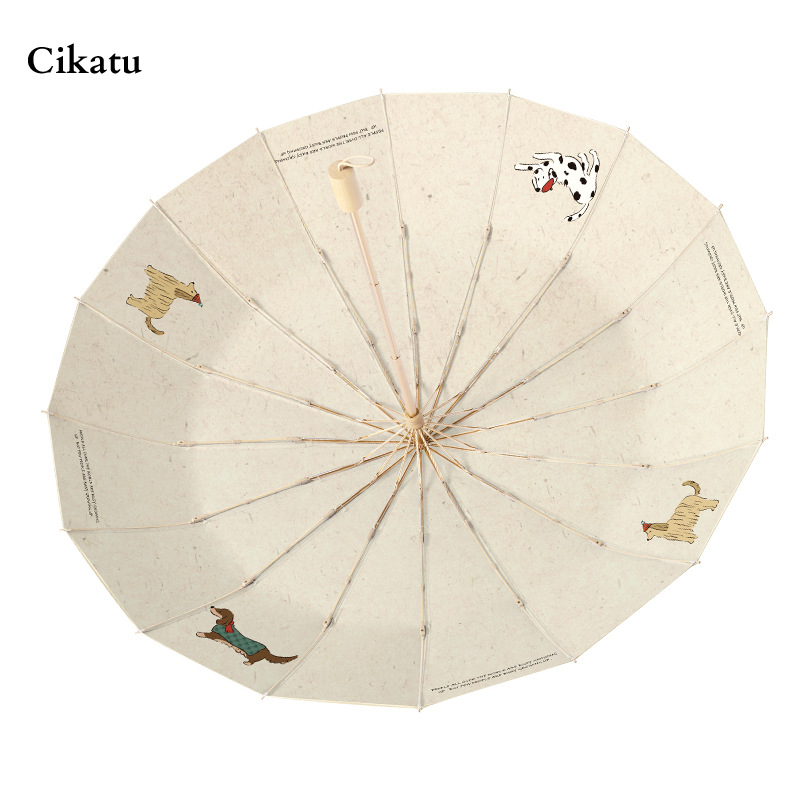 Nap- és eső elleni 16‑bordás összecsukható esernyő rostból készült bordákkal és tengellyel, EVA fogantyú, UPF50+, manuális nyitás-zárás