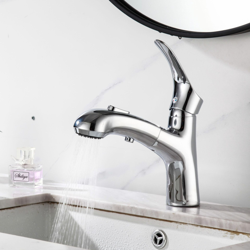 Réz anyagú behúzható mosdócsaptele, modell V3338, kerámiapatron, működési hőmérséklet 0–90°C, névleges nyomás 1,0 MPa