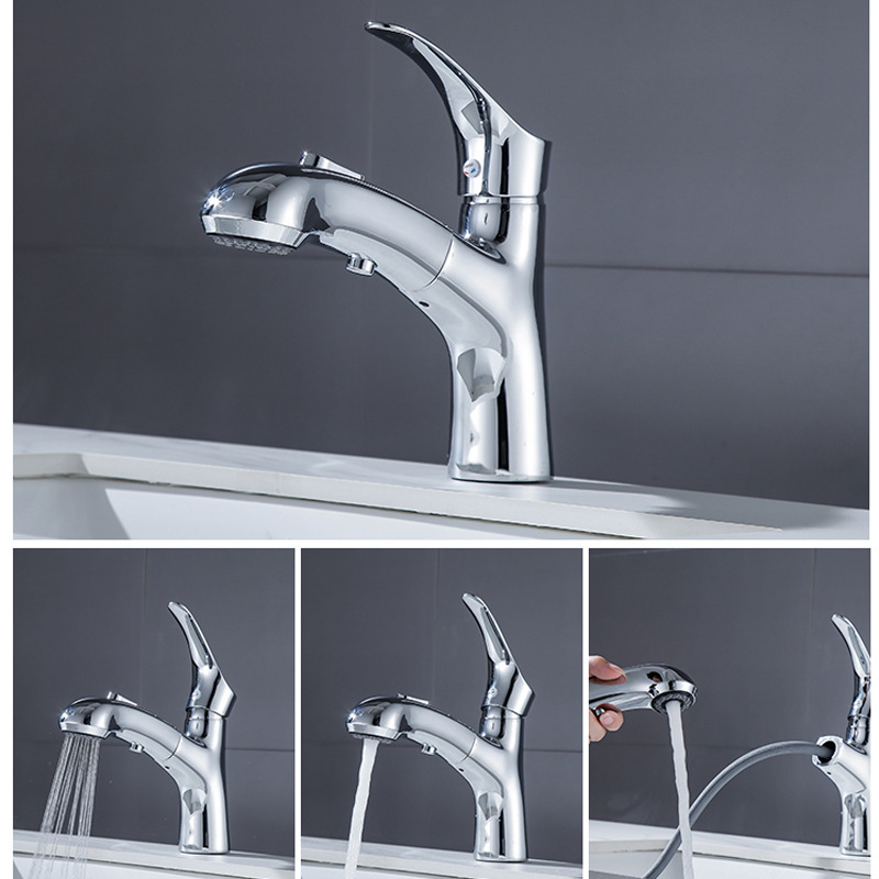 Réz anyagú behúzható mosdócsaptele, modell V3338, kerámiapatron, működési hőmérséklet 0–90°C, névleges nyomás 1,0 MPa