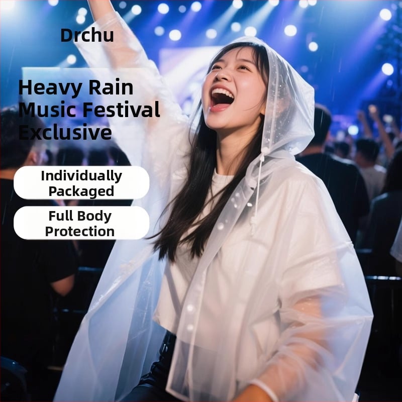 Poncho de ploaie de unică folosință pentru adulți, țesătură groasă, ușor de purtat pentru concerte și festivaluri