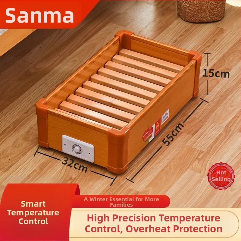 Θερμαντήρας ποδιών από μασίφ ξύλο, μηχανική λειτουργία, 220V, 300W, ρύθμιση με περιστροφικό διακόπτη