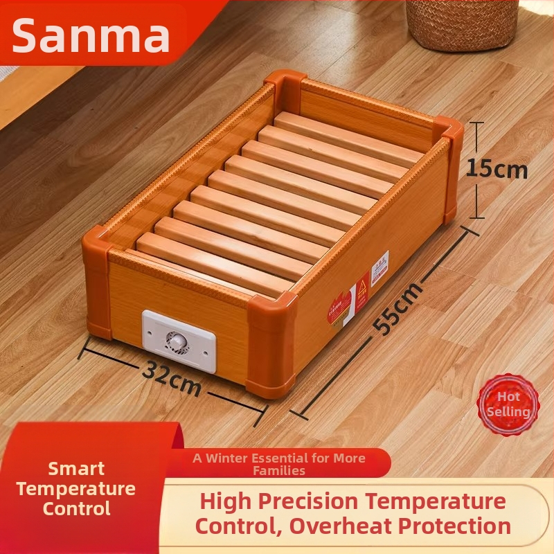 Θερμαντήρας ποδιών από μασίφ ξύλο, μηχανική λειτουργία, 220V, 300W, ρύθμιση με περιστροφικό διακόπτη