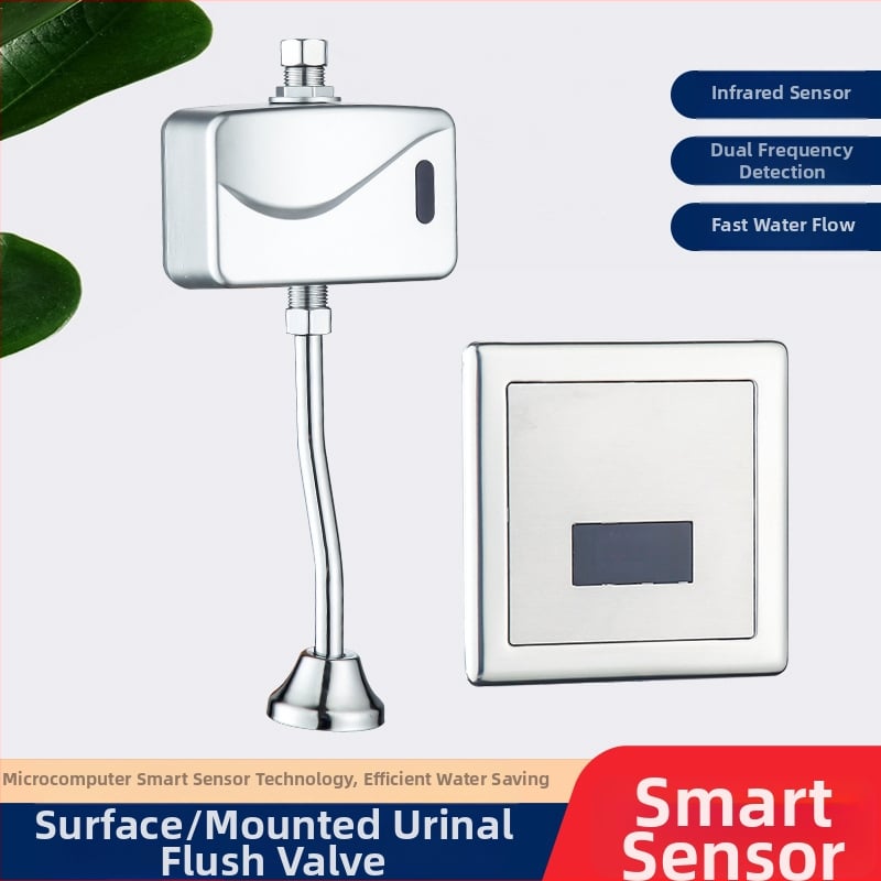 Valvă de spălare pentru pisuar cu senzor infraroșu – montaj dual (față și ascuns) pentru toalete publice, model XBGY1, alimentare AC/DC, presiune normală a apei, spălare de 10 s, corp ABS