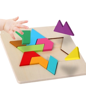 Fából készült Montessori geometriai formák puzzle blokkok gyerekeknek 4–6 évesek, sík puzzle testre szabható rajzok alapján