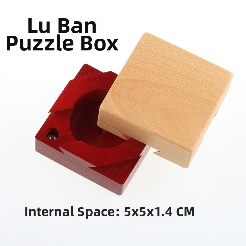 Drevená Kongming/Luban zámková krabička – puzzle na otvorenie, DIY, pre 7–14 rokov