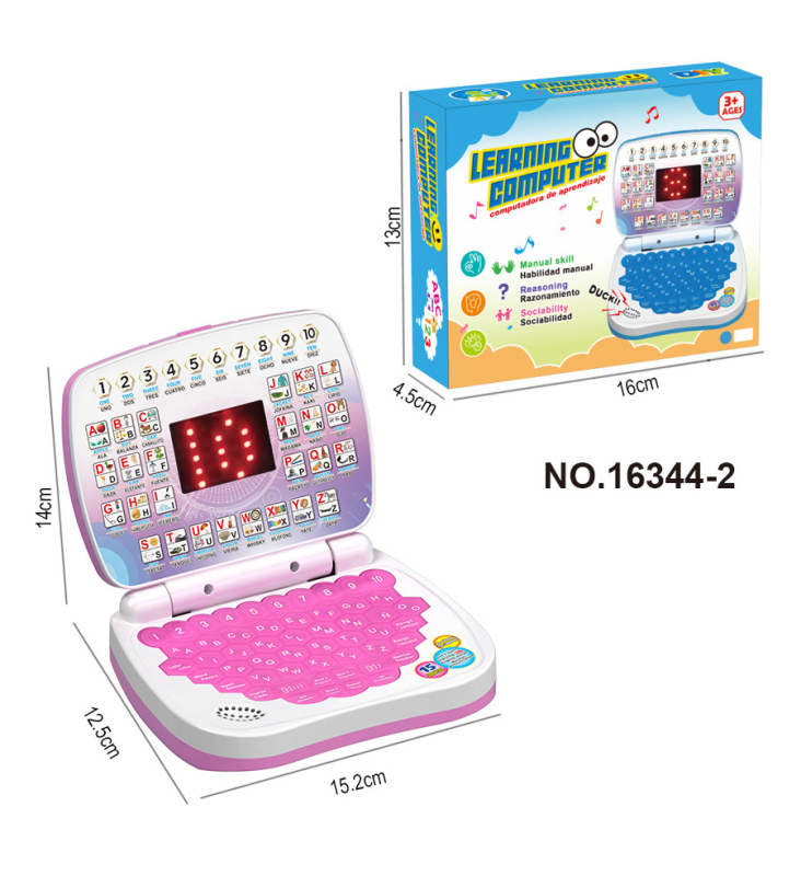 Edukativni dječji laptop model sa glazbenim i glasovnim funkcijama, plastična konstrukcija, napajanje baterijama, bez memorije, za djecu od 4 do 6 godina