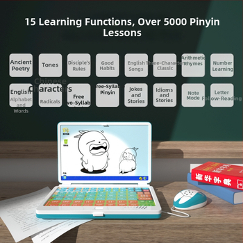 Učenje Pinyin za čitanje – električno, punjivo, s glazbenim funkcijama; memorija do 1 GB; napajanje litij-ionskom baterijom; za djecu 4–6 godina