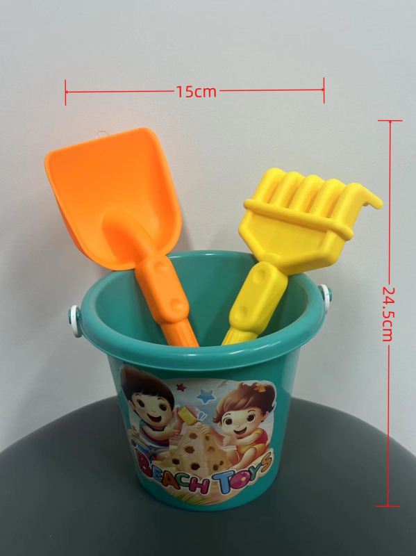 Set igračaka za plažu za djecu: ATV, kanta, pješčani sat, lopatica i alati za pijesak (Materijal: plastika; Pakiranje: mrežasta vrećica; Doba starosti: 15–35 godina; Kategorija: plažne igračake)