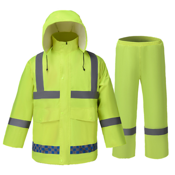 Διμερες σετ βροχής για ενήλικες με ανακλαστικές λωρίδες, κατάλληλο για μοτοσικλέτα και ηλεκτρικό όχημα; παχύ jacquard ύφασμα και PVC αδιάβροχο στρώμα, για 1 άτομο, εκτύπωση λογοτύπου