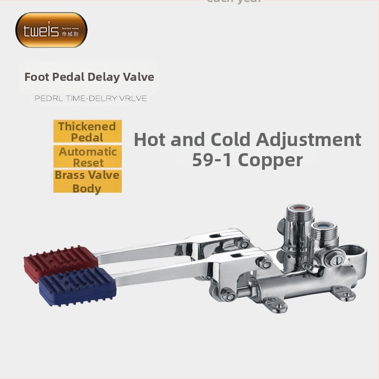 Pedálový meďný kohútik pre horúcu a studenú vodu, model 6004, 4 výstupy, CE certifikát