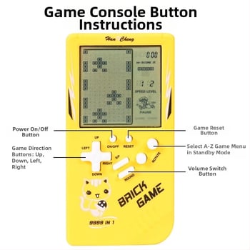 Nagyképernyős Tetris kézi játékkonzol – retro nosztalgikus klasszikus gyerekeknek; műanyag ház; memória nélkül; száraz elemmel működik