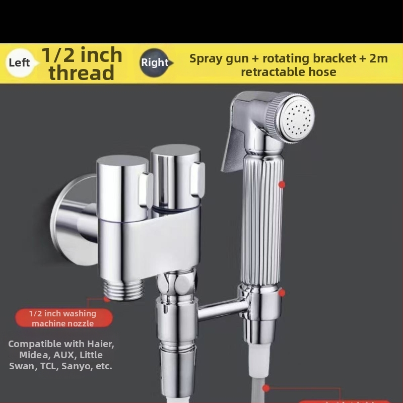 Meďový sprchový ventil pre toaletu, 1 vstup - 2 výstupy, vysokotlakový vodný lúč, uhlový ventil, Super Clean