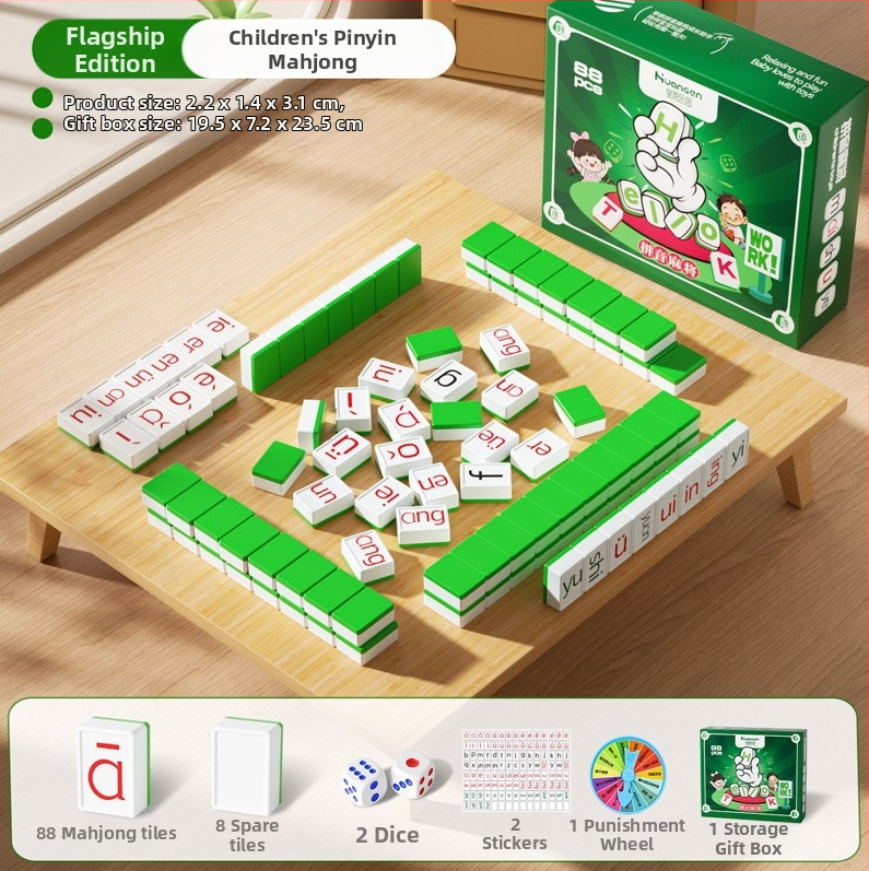 Pinyin Alphabet Mahjong – Εκπαιδευτικό επιτραπέζιο παιχνίδι καρτών με αλφάβητο Pinyin, πλαστικό, για παιδιά 4–14 ετών, προάγει τη μάθηση και τη διαδραστικότητα