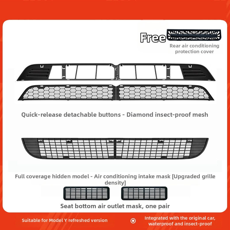 Tesla Model Y Нова версия Инсектираща мрежа за капак и защита на входа на системата за климатизация (ABS)