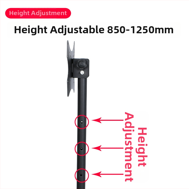 Padlón álló, mozgatható monitor/TV állvány, modell 0037B1, vasból készült tartó, mechanikus vezérlés, falra szerelhető opció nélkül