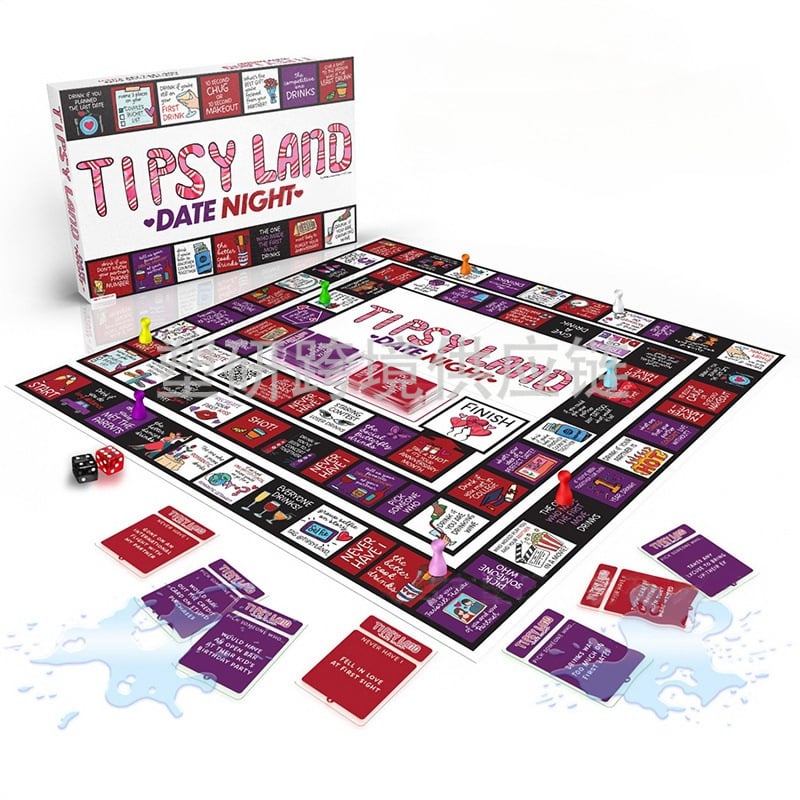 Tipsy Land Party društvena igra — kartična igra za zabavu s prijateljima, materijal papir, pakiranje šarena kutija, uzrast 4–6 godina, za društvene događaje