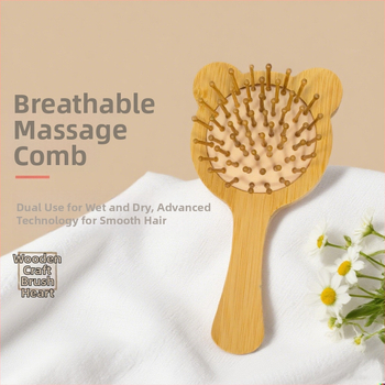 Yonglong drevený masážny hrebeň, materiál Nanzhu, vzduchový vankúš, guľatá hlava