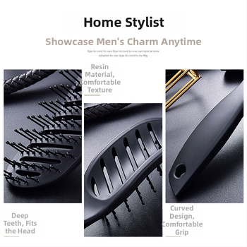 Hrebeň na vlasy s širokými zubami, zakrivené zuby pre styling, masáž pokožky hlavy, minimalistický dizajn