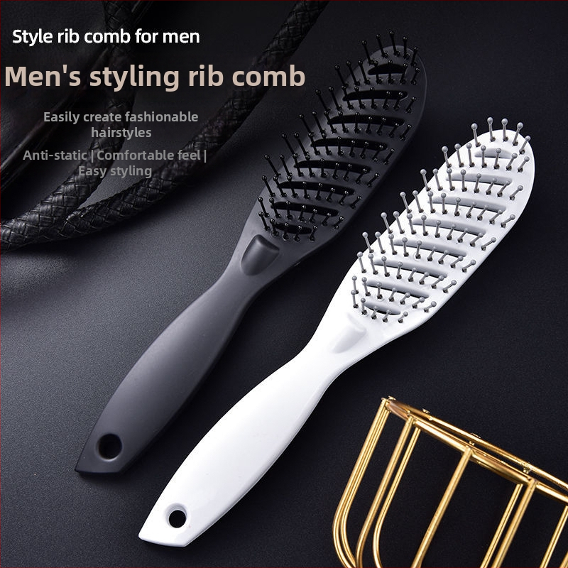 Hrebeň na vlasy s širokými zubami, zakrivené zuby pre styling, masáž pokožky hlavy, minimalistický dizajn