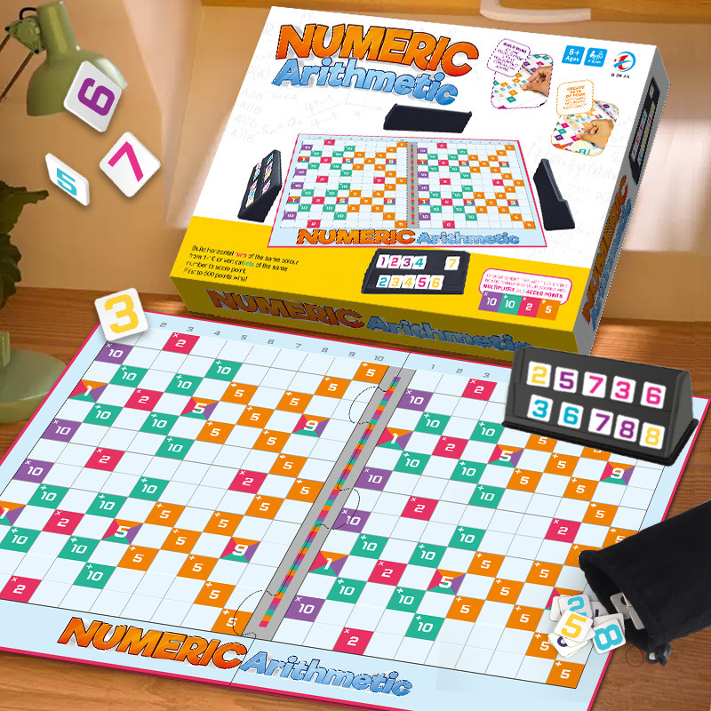Družinska društvena igra s matematikom i aritmetikom te šarenim blokovima za poticanje logičkog razmišljanja — plastika, puzzle, uzrast 7–14 godina, interaktivna igra roditelj-dijete