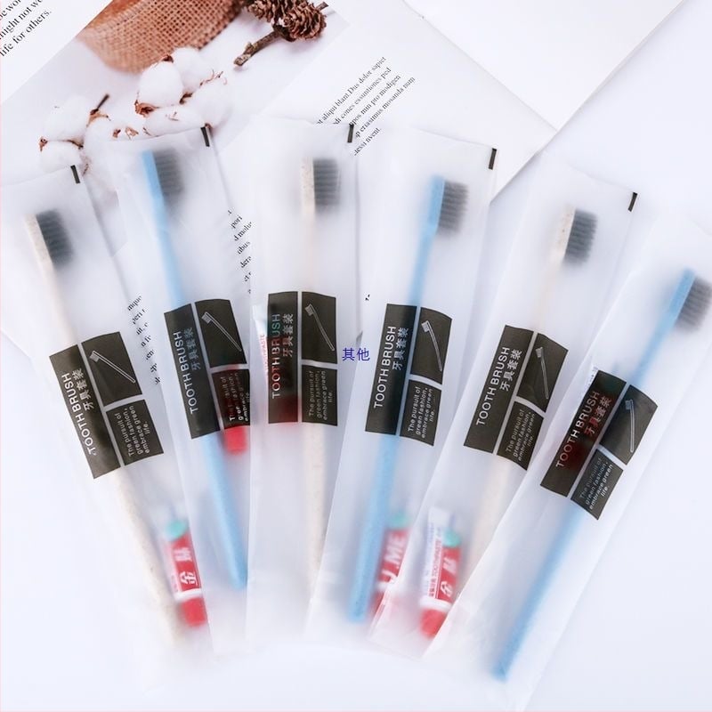 Μονόχρηστο σετ οδοντόβουρτσας και οδοντόκρεμας με τρίχες από άνθρακα μπαμπού, μαλακές τρίχες, ατομικά συσκευασμένο, ιδανικό για ξενοδοχεία, ενοικιαζόμενα δωμάτια και ταξίδια